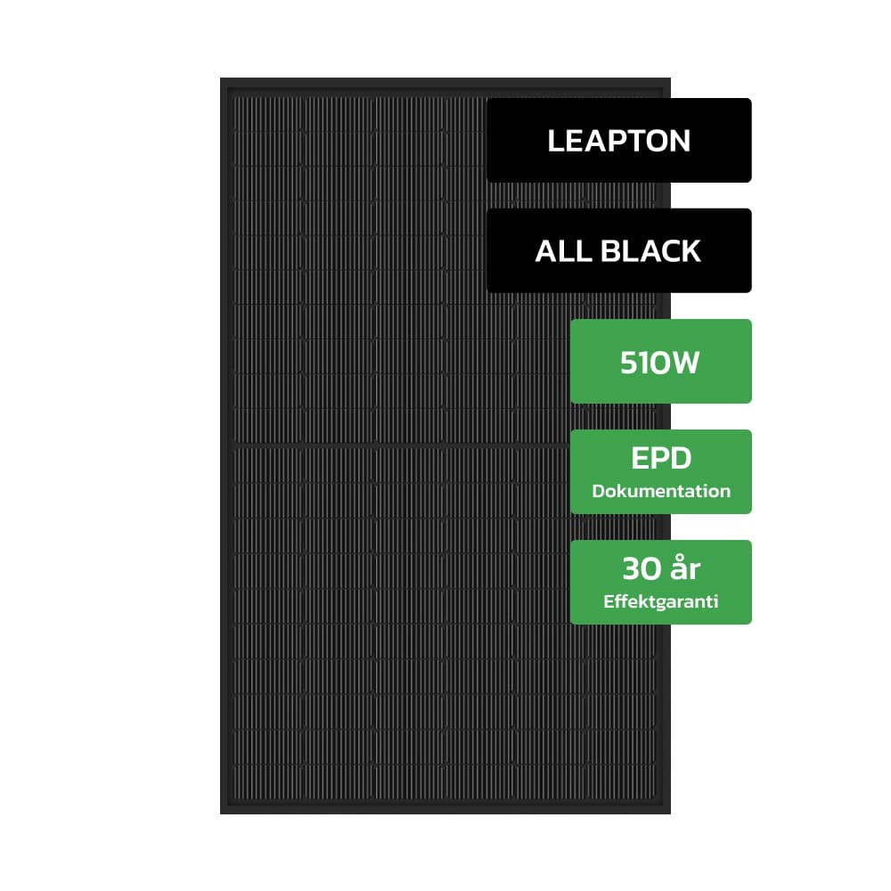 Leapton 510 W panel med original produktmærkning.